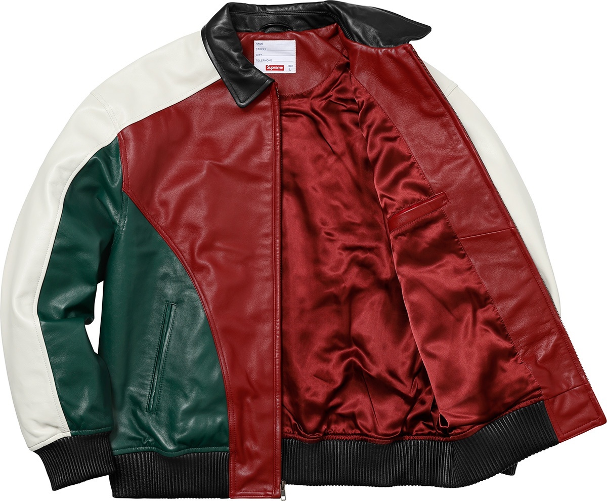 Studded Arc Logo Leather Jacket view 12